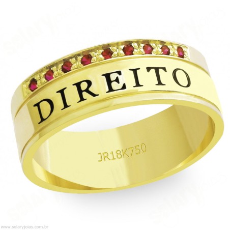 Anél Formatura em Ouro com Escrita