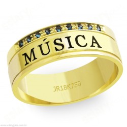 Anél Formatura em Ouro com Escrita