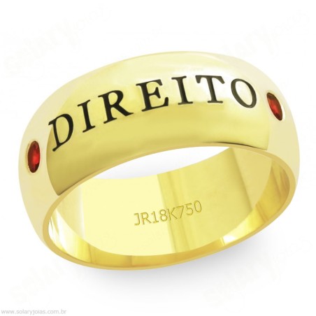 Anél Formatura em Ouro com Escrita