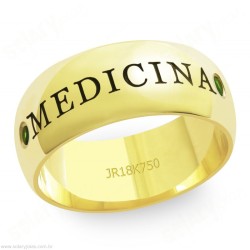 Anél Formatura em Ouro com Escrita