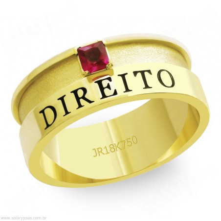 Anél Formatura em Ouro com Escrita