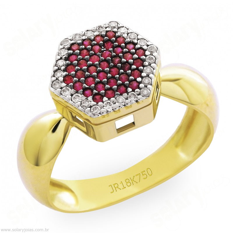 Anél em Ouro com Pedras