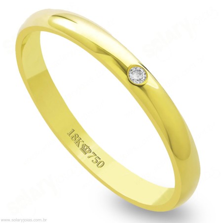 Aliança em Ouro 18k com Brilhante