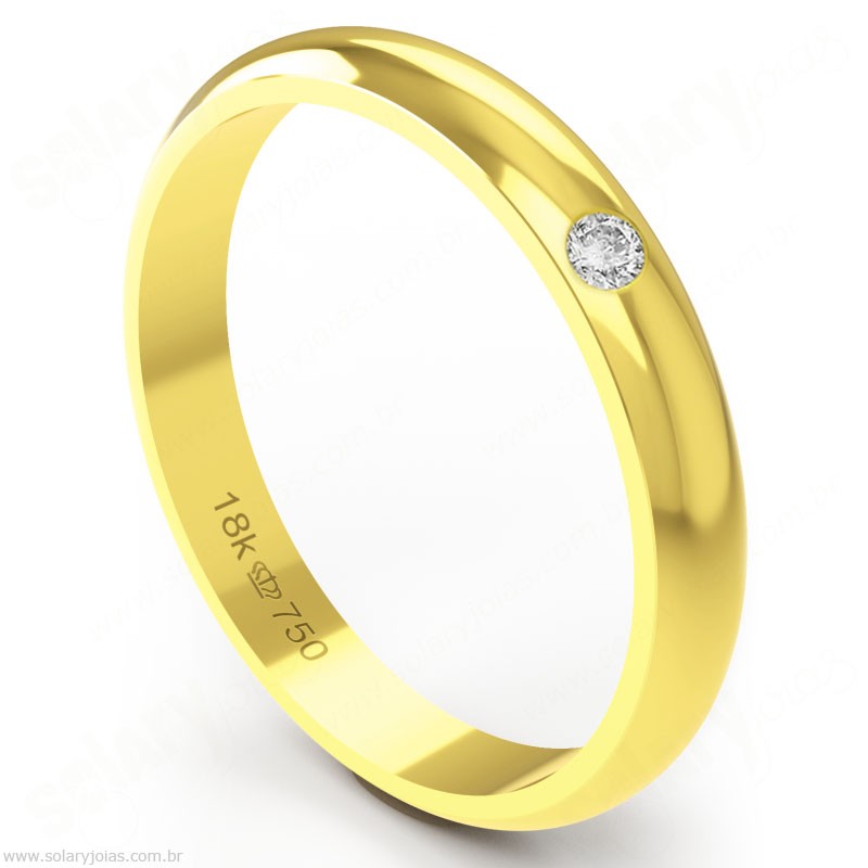 Aliança em Ouro 18k com Brilhante