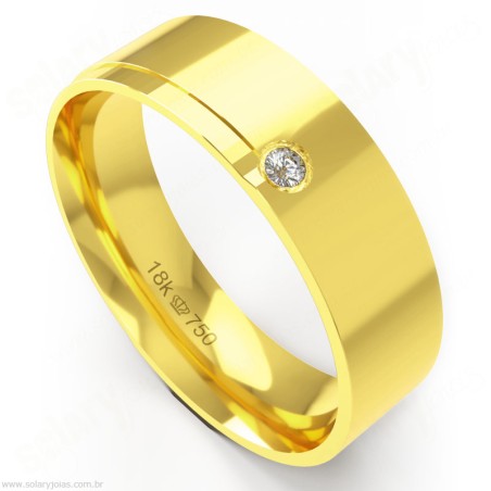 Aliança em Ouro 18k com Brilhante