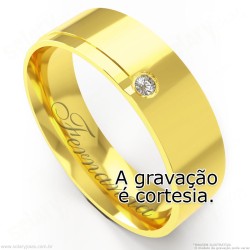 Aliança em Ouro 18k com Brilhante