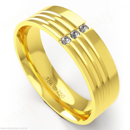 Aliança em Ouro 18k com Brilhantes