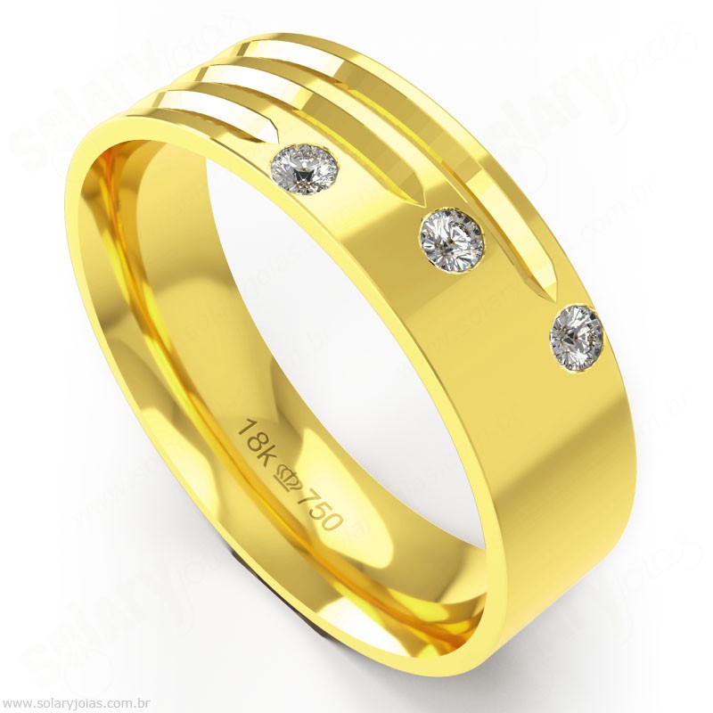 Aliança em Ouro 18k com Brilhantes