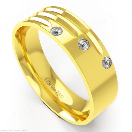 Aliança em Ouro 18k com Brilhantes
