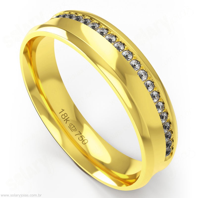 Aliança em Ouro 18k com Brilhantes