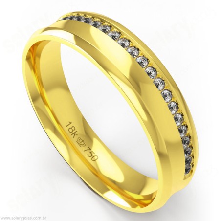 Aliança em Ouro 18k com Brilhantes
