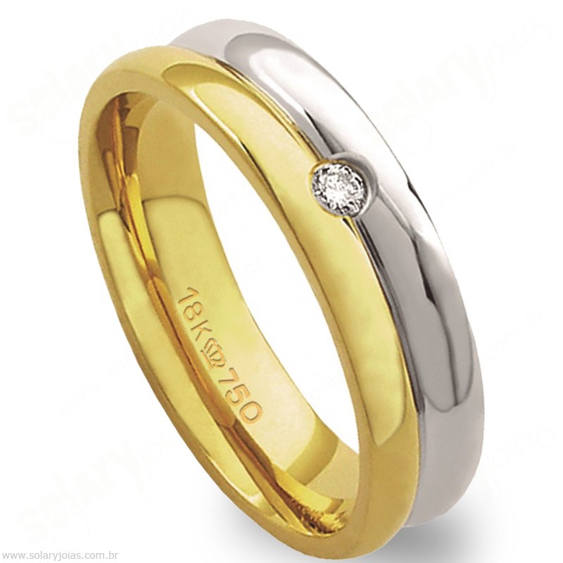 Aliança em Ouro 18k com Brilhante