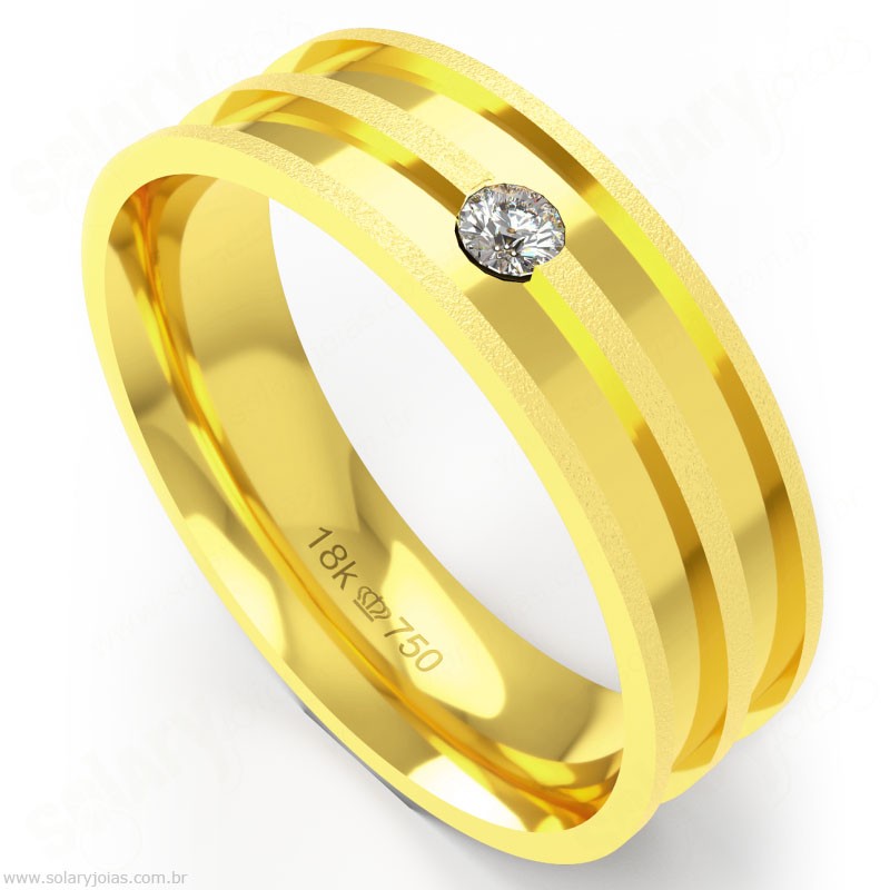 Aliança em Ouro 18k com Brilhante
