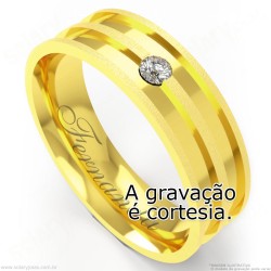 Aliança em Ouro 18k com Brilhante