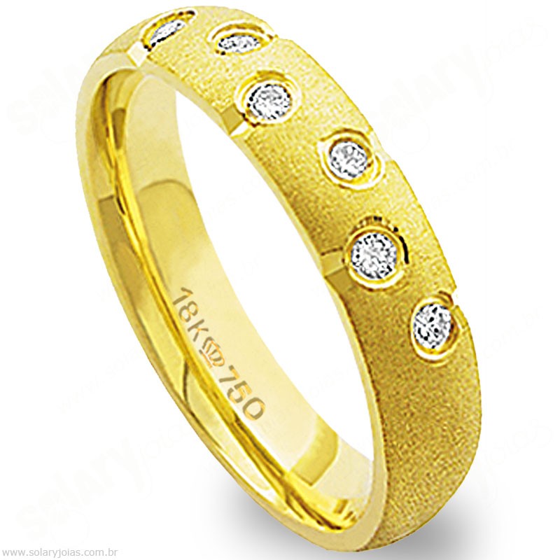 Aliança em Ouro 18k com Brilhantes