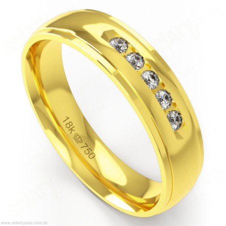 Aliança em Ouro 18k com Brilhantes