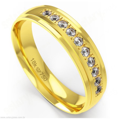 Aliança em Ouro 18k com Brilhantes