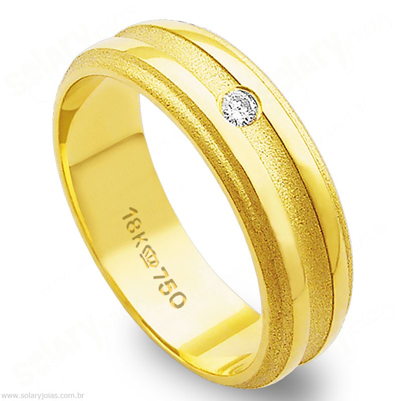 Aliança em Ouro 18k com Brilhante