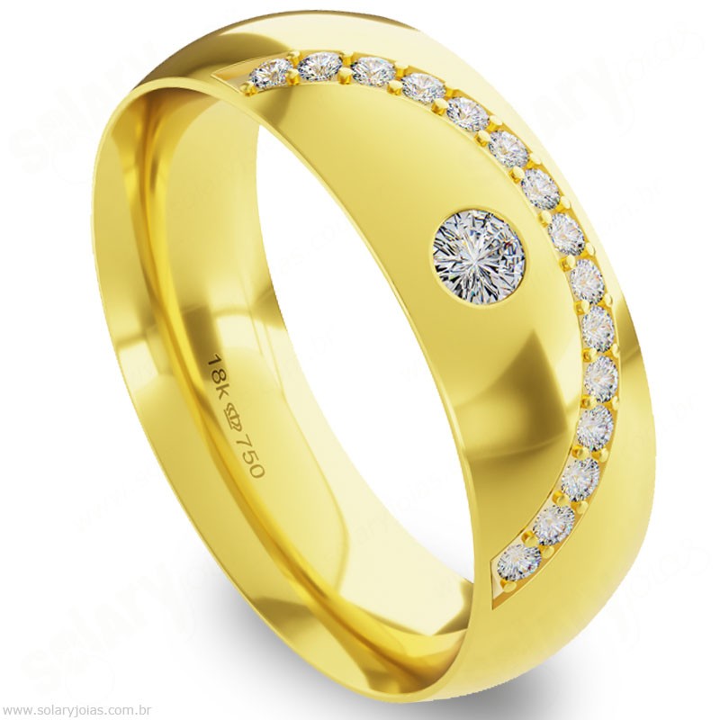 Aliança em Ouro 18k com Brilhantes
