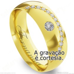 Aliança em Ouro 18k com Brilhantes