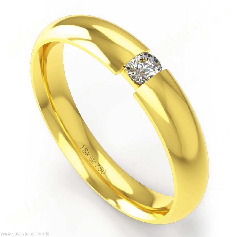 Aliança em Ouro 18k com Brilhante