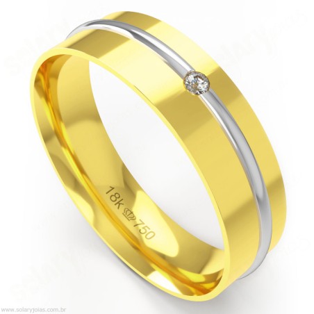 Aliança em Ouro 18k com Brilhante