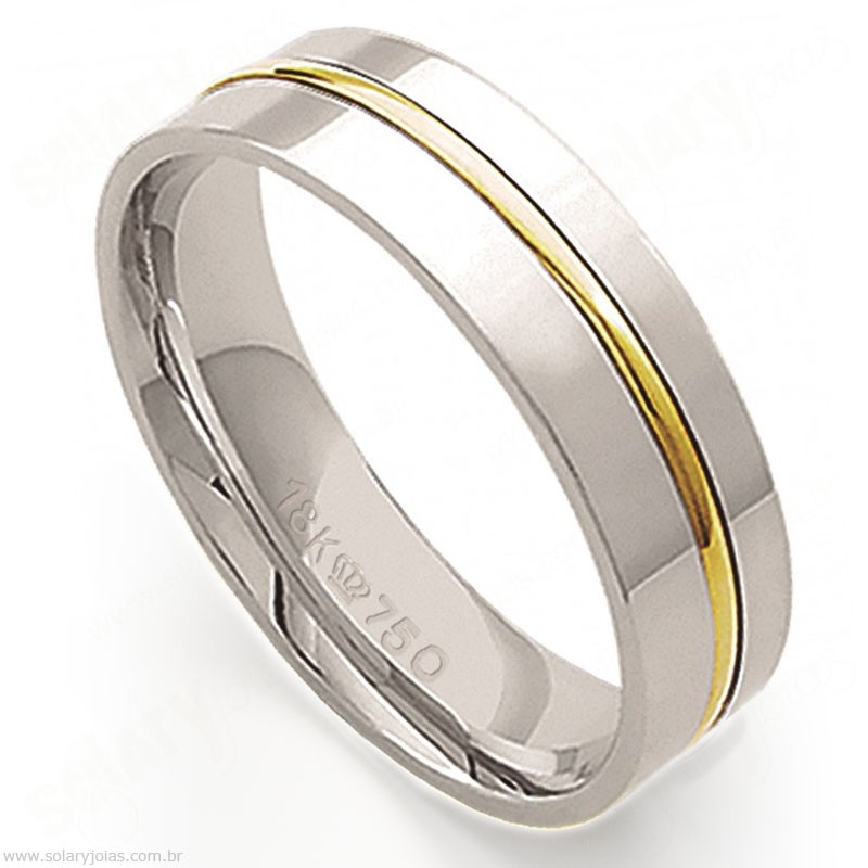 Aliança em Ouro Branco 18k