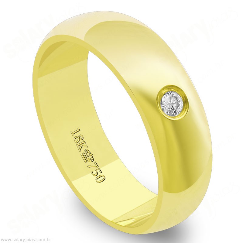 Aliança em Ouro 18k com Brilhante