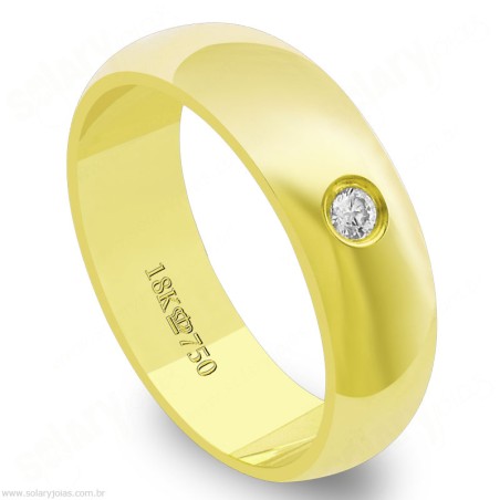 Aliança em Ouro 18k com Brilhante