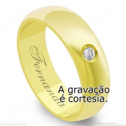 Aliança em Ouro 18k com Brilhante