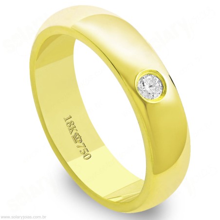 Aliança em Ouro 18k com Brilhante
