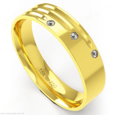 Aliança em Ouro 18k com Brilhantes