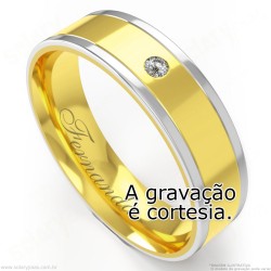 Aliança em Ouro 18k com Brilhante