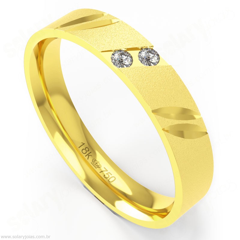 Aliança em Ouro 18k com Brilhantes