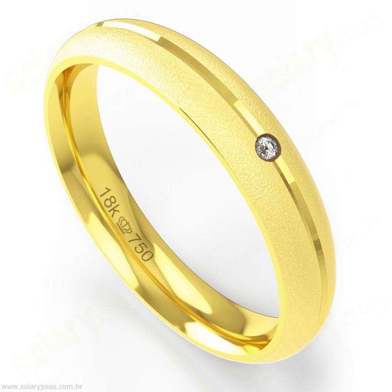 Aliança em Ouro 18k com Brilhante