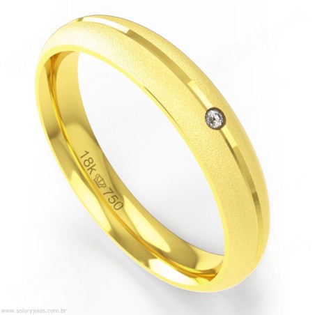Aliança em Ouro 18k com Brilhante