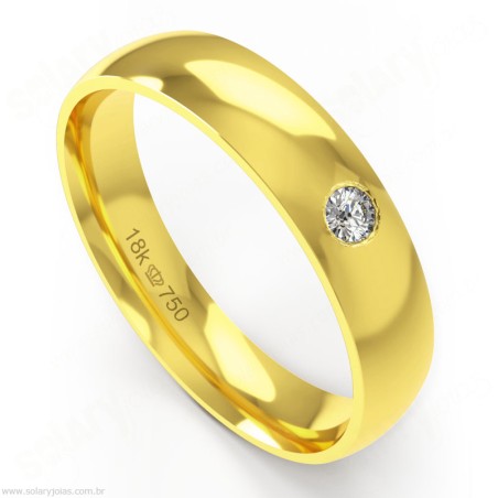 Aliança em Ouro 18k com Brilhante