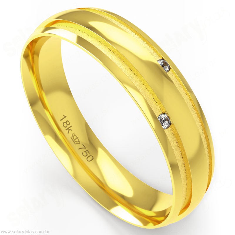 Aliança em Ouro 18k com Brilhantes