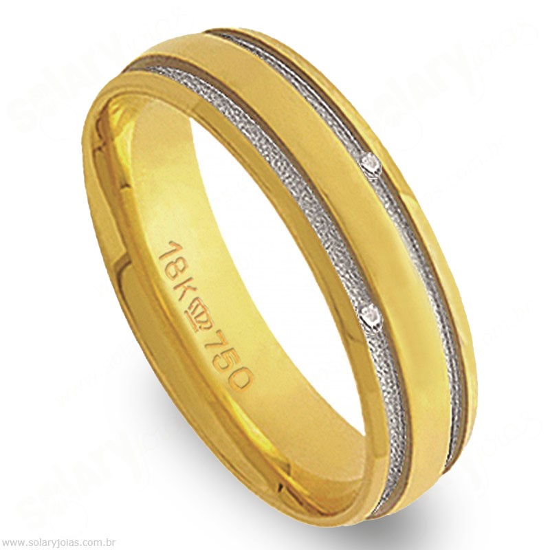 Aliança em Ouro 18k com Brilhantes