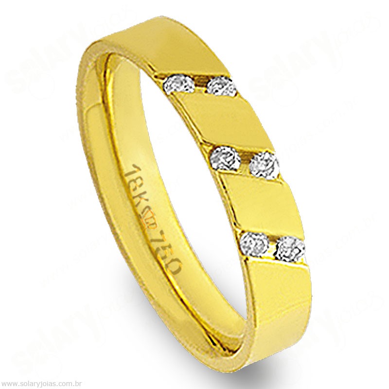Aliança em Ouro 18k com Brilhantes