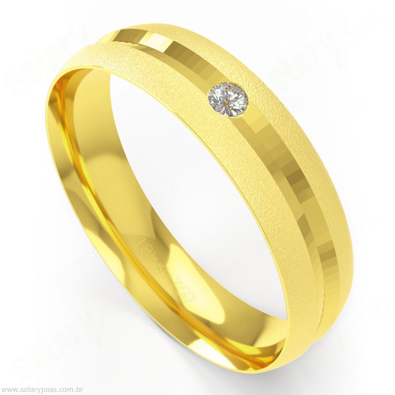 Aliança em Ouro 18k com Brilhante