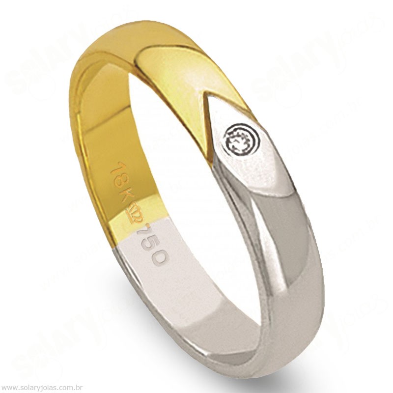 Aliança em Ouro 18k com Brilhante
