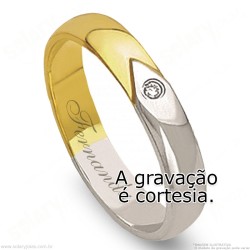 Aliança em Ouro 18k com Brilhante