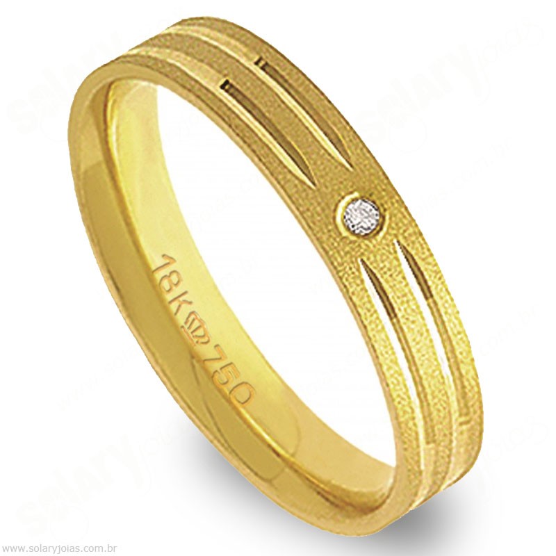 Aliança em Ouro 18k com Brilhante