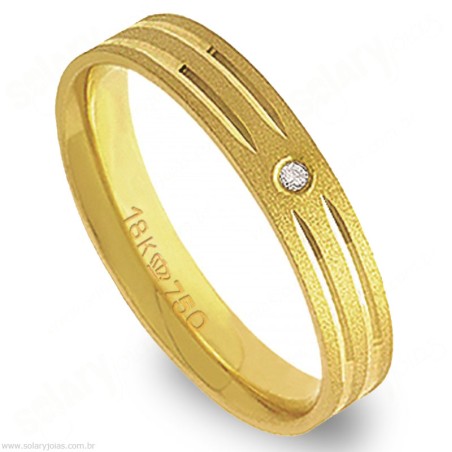 Aliança em Ouro 18k com Brilhante