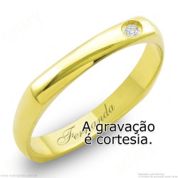 Aliança em Ouro 18k Chapa com Brilhante