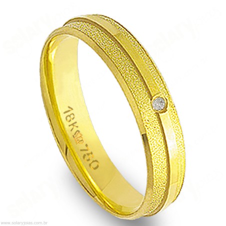 Aliança em Ouro 18k com Brilhante