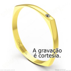 Aliança em Ouro 18k Chapa com Brilhante