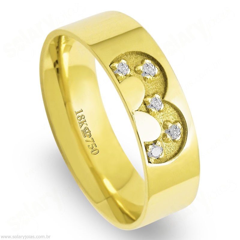 Aliança em Ouro 18k com Brilhantes